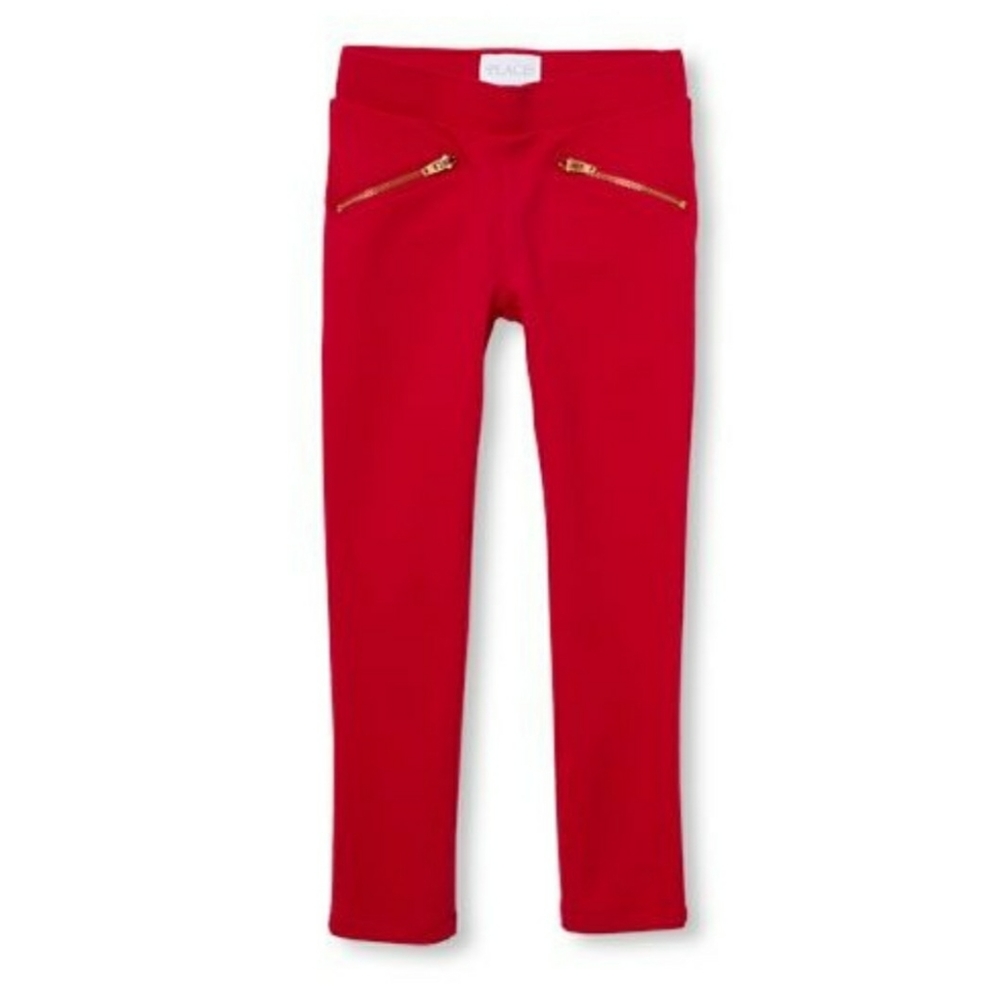 Girls 8 ponte zip pull on jegging red